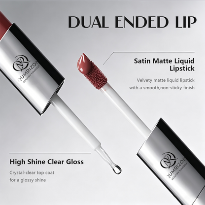 QUMRIZON Dual Luxe Lip Duo  Waterproof Matte Lip Tint + High Shine Gloss