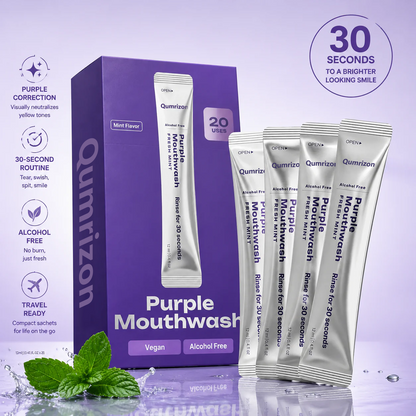 Qumrizon™ Purple Smile Rinse Sachets - 30 Second Color Correcting Mouthwash (20 Pack)