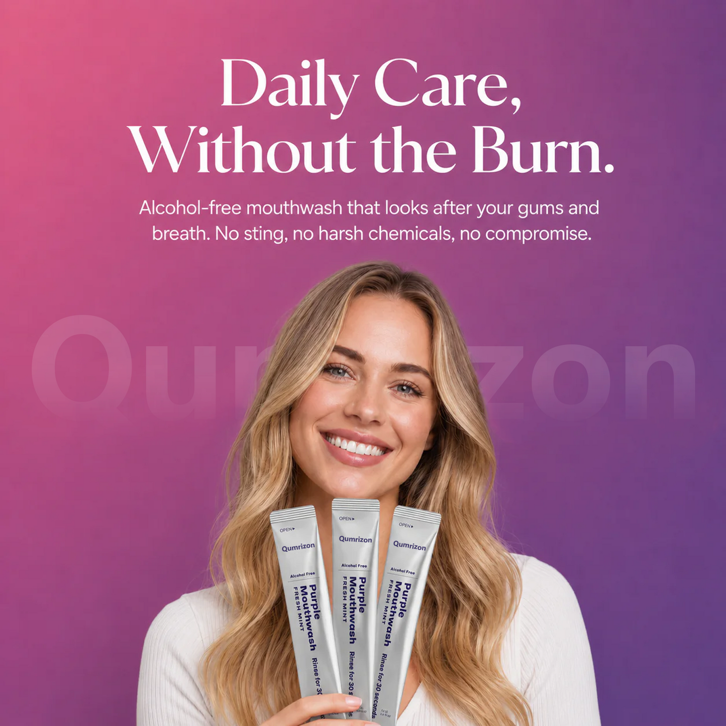 Qumrizon™ Purple Smile Rinse Sachets - 30 Second Color Correcting Mouthwash (20 Pack)