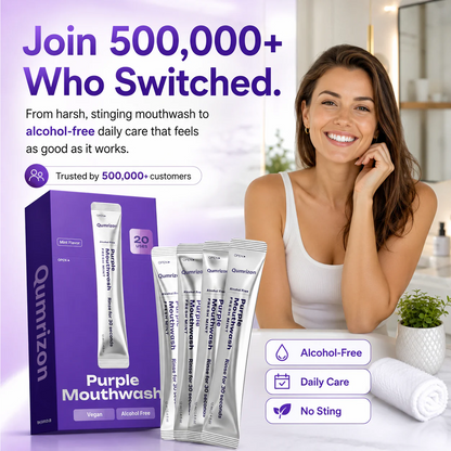 Qumrizon™ Purple Smile Rinse Sachets - 30 Second Color Correcting Mouthwash (20 Pack)