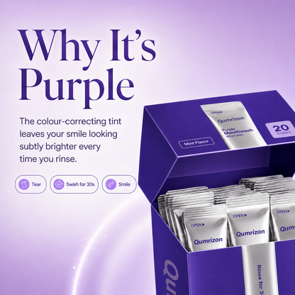 Qumrizon™ Purple Smile Rinse Sachets - 30 Second Color Correcting Mouthwash (20 Pack)